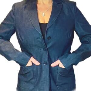 Women Gap Vintage 2000 dark denim blazer tailored structured &  part lined SZ 8